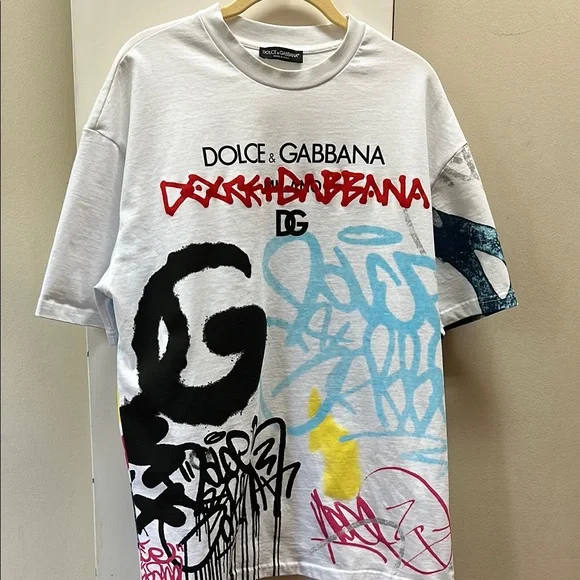 Dolce & Gabbana White Graffiti Tee with Multicolor Accents medium - Picture 7 of 7